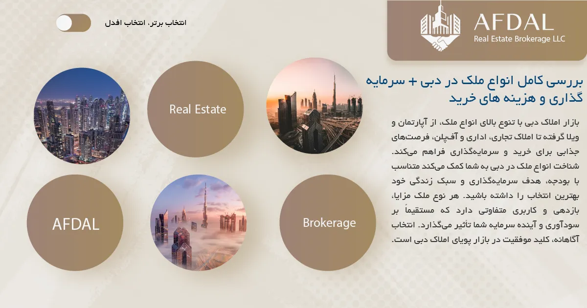 بررسی کامل انواع ملک در دبی + سرمایه گذاری و هزینه های خرید